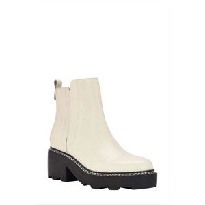 Calvin Klein Womens Leather Block Heel Chelsea Boots Chic Cream Size 10 NIB